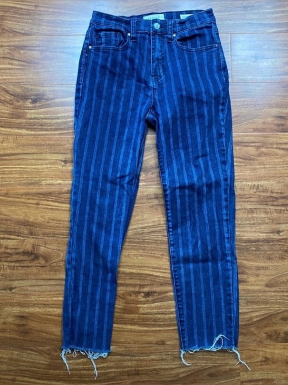 Pacsun Womens Blue Vintage Icon Railroad Stripe Frayed Ankle Skinny Jean Size 26